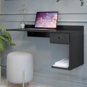 Ver imagem 5 de Mesa / Escrivaninha Suspensa Estilo Bancada 1 Gaveta Com Corrediça Metálica Cor Preto EJ