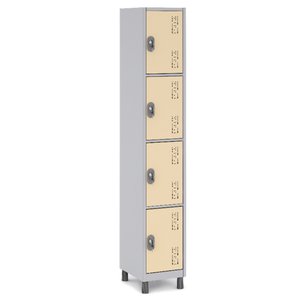 Armário de Aço 4 Portas Pequenas Locker Academia:bege