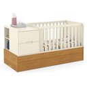 Ver imagem 1 de Berço Multifuncional Formare com Cama Auxiliar Off White/Freijó e Colchões D18 e D33 - Matic Móveis