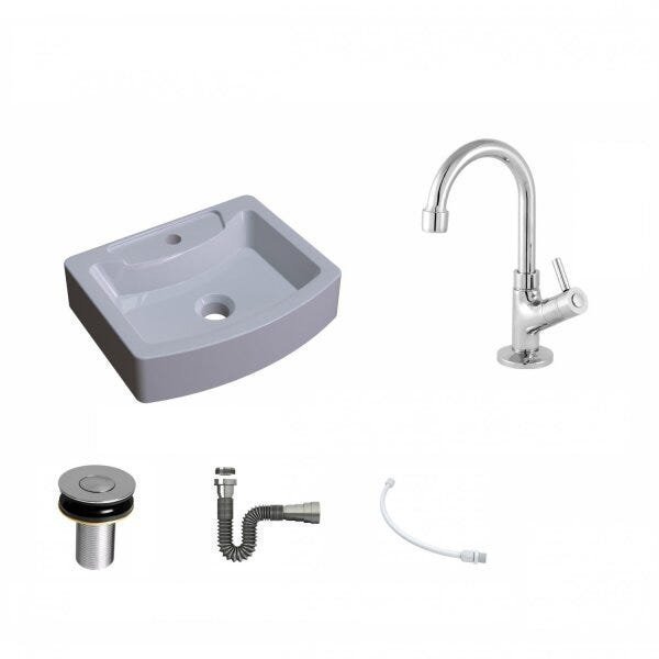 Kit Cuba RT41 com Torneira 1198 Metal e Válvula Click 1 Polegada B e Sifão Cromado e Flexível Compac - 2