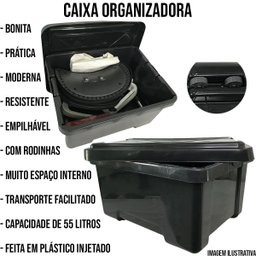 Kit 3 Caixas Organizadoras Multiuso C/ Rodinha Resistente - 3