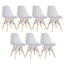 Ver imagem 1 de Kit 7 Cadeiras Charles Eames Eiffel Dsw - Base de Madeira Clara - Cinza Claro Multicolorido