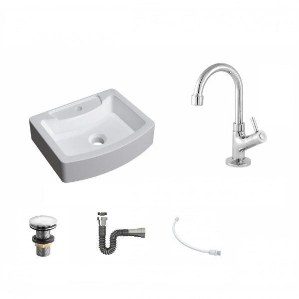 Kit Cuba RT41 com Torneira 1198 Metal e Válvula Click 1 Polegada G e Sifão Cromado e Flexível Compac - 2