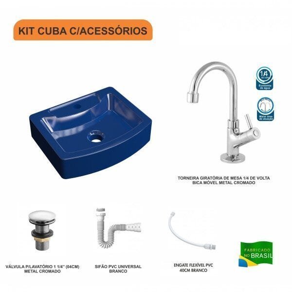 Kit Cuba RT41 com Torneira 1198 Metal e Válvula Click 1 Polegada e Meia e Sifão Pvc e Flexível Compa - 3