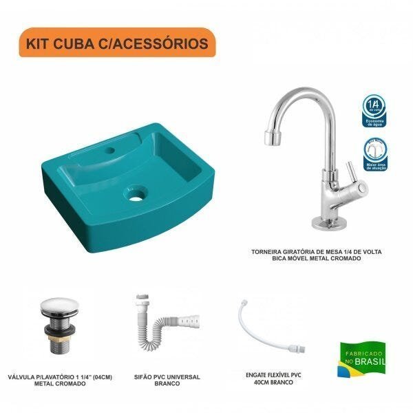 Kit Cuba RT41 com Torneira 1198 Metal e Válvula Click 1 Polegada e Meia e Sifão Pvc e Flexível Compa - 3
