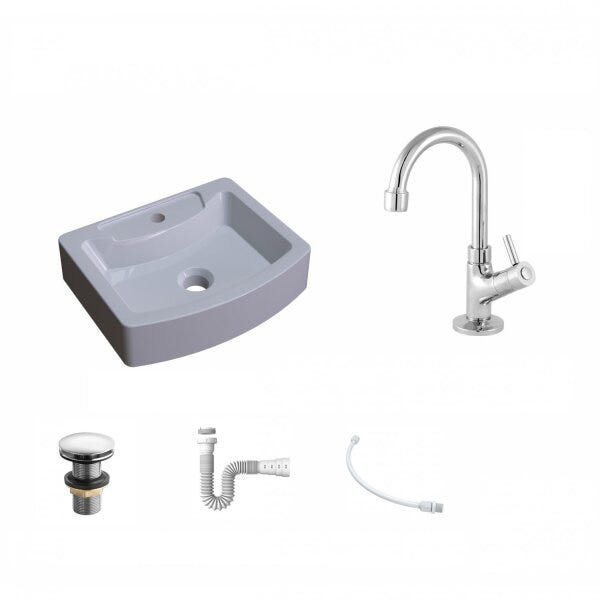 Kit Cuba RT41 com Torneira 1198 Metal e Válvula Click 1 Polegada e Meia e Sifão Pvc e Flexível Compa - 2