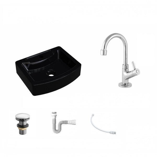 Kit Cuba RT41 com Torneira 1198 Metal e Válvula Click 1 Polegada e Meia e Sifão Pvc e Flexível Compa - 2