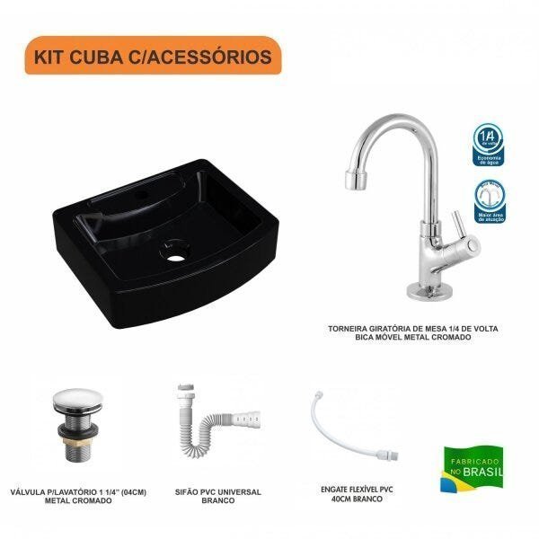 Kit Cuba RT41 com Torneira 1198 Metal e Válvula Click 1 Polegada e Meia e Sifão Pvc e Flexível Compa - 3