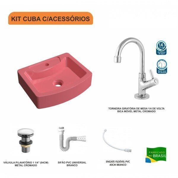 Kit Cuba RT41 com Torneira 1198 Metal e Válvula Click 1 Polegada e Meia e Sifão Pvc e Flexível Compace - 3