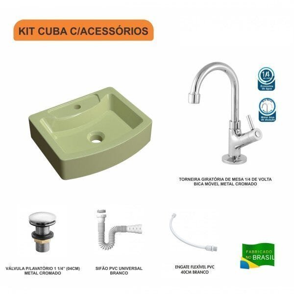 Kit Cuba RT41 com Torneira 1198 Metal e Válvula Click 1 Polegada e Meia e Sifão Pvc e Flexível Compa - 3
