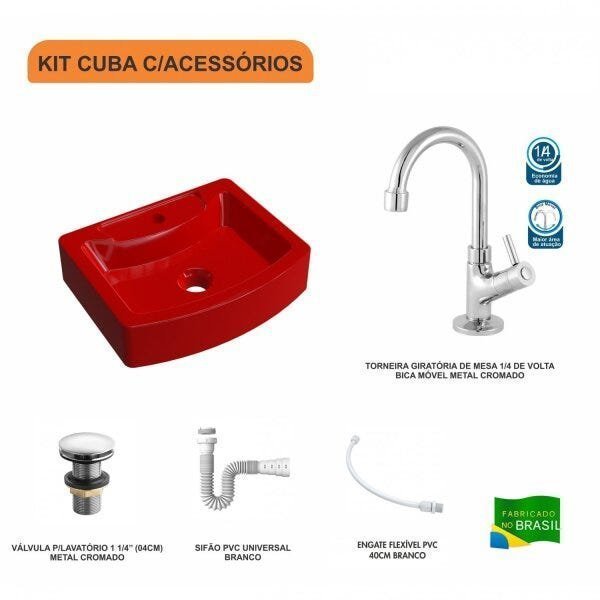 Kit Cuba RT41 com Torneira 1198 Metal e Válvula Click 1 Polegada e Meia e Sifão Pvc e Flexível Compa - 3