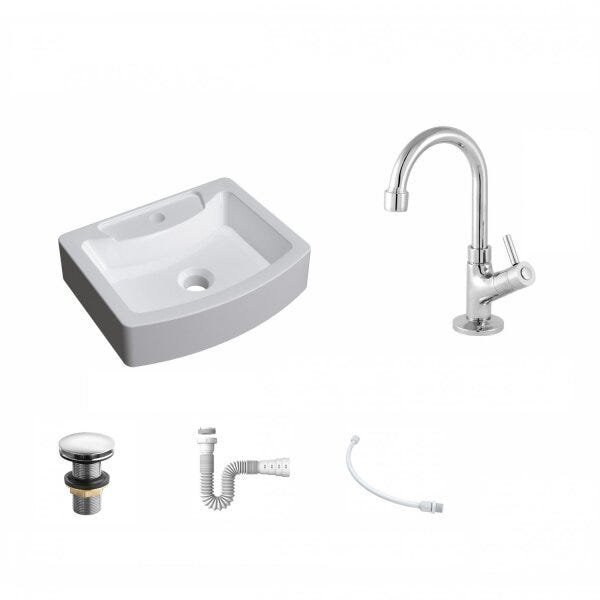 Kit Cuba RT41 com Torneira 1198 Metal e Válvula Click 1 Polegada e Meia e Sifão Pvc e Flexível Compa - 2