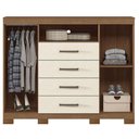 Ver imagem 3 de Guarda Roupa Casal Ripado 4 Portas de Bater 2 Gavetas MDF-MDP Jatobá Areia com Cômoda Havana