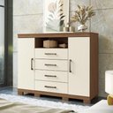 Ver imagem 7 de Guarda Roupa Casal Ripado 4 Portas de Bater 2 Gavetas MDF-MDP Jatobá Areia com Cômoda Havana