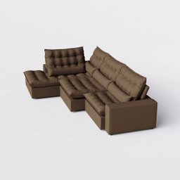 Sofá Volt com Chaise 3,60m em Suede Veludo Marrom - Home Mobily - 9