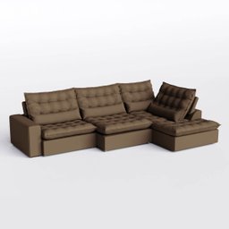 Sofá Volt com Chaise 3,60m em Suede Veludo Marrom - Home Mobily - 10
