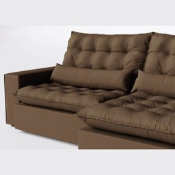 Sofá Volt com Chaise 3,60m em Suede Veludo Marrom - Home Mobily - 3