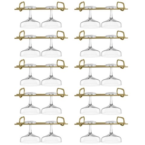 Kit 10 Organizadores Suspensos Taças 25cm Retos Dourado
