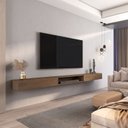Ver imagem 1 de Rack Suspenso 218cm para TV até 85 Polegadas 100% MDF com 2 Portas Marrom Aloe Yescasa Cedro
