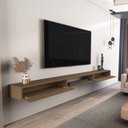 Ver imagem 4 de Rack Suspenso 218cm para TV até 85 Polegadas 100% MDF com 2 Portas Marrom Aloe Yescasa Cedro