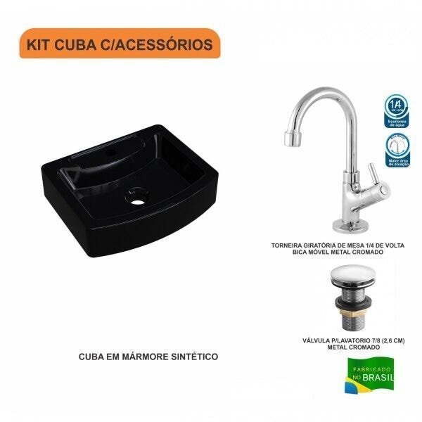 Kit Cuba RT41 com Torneira 1198 Metal e Válvula Click 1 Polegada G Compace - 3