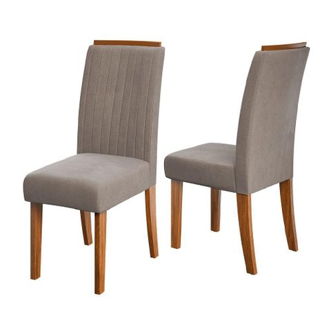 Conjunto de 2 Cadeiras Estofada Sala de Jantar Grécia Dobuê Madeirado/mascavo