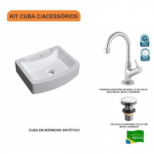 Kit Cuba RT41 com Torneira 1198 Metal e Válvula Click 1 Polegada G Compace - 3