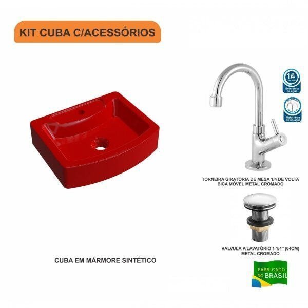 Kit Cuba RT41 com Torneira 1198 Metal e Válvula Click 1 Polegada e Meia Compace - 3