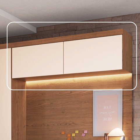 Armário Aéreo Modulado Casal 2 Portas Infinity Marrom/Cedro/Blush Line