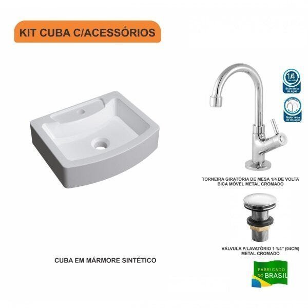 Kit Cuba RT41 com Torneira 1198 Metal e Válvula Click 1 Polegada e Meia Compace - 3