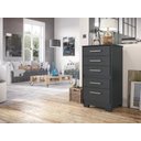 Ver imagem 2 de Cômoda Reforçada Compacta Preto com 5 Gavetas Espaçosa Luxo Pry