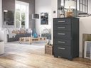 Ver imagem 2 de Cômoda Reforçada Compacta Preto com 5 Gavetas Espaçosa Luxo Pry