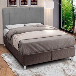 Cabeceira de Cama Box Viúva 130cm Estofada Laura Cinza - 2