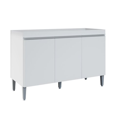 Balcão Gabinete Cozinha Manu 120cm 3 Portas sem Tampo Mdp Multiuso Branco - Desk Design