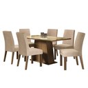 Ver imagem 1 de Mesa Tampo De Vidro Com 6 Cadeiras Rustic/crema/imperial
