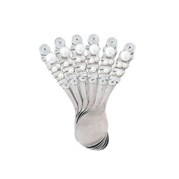 Conjunto de 6 Colheres de Chá Inox Cabo Bordado Perolas Laris - 1