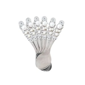 Conjunto de 6 Colheres de Chá Inox Cabo Bordado Perolas Laris