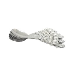 Conjunto de 6 Colheres de Chá Inox Cabo Bordado Perolas Laris - 2