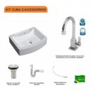 Ver imagem 3 de Kit Cuba Rt41 com Torneira Luxo 1195 Metal e Válvula 1 Polegada e Sifão Pvc e Flexível Compace