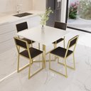 Ver imagem 2 de Conjunto Mesa de Jantar Quadrada Branca 4 Cadeiras Estofado Riviera Industrial Dourado Don Castro de