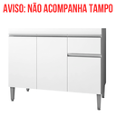 Ver imagem 3 de Balcão Gabinete de Cozinha 3 Portas 100cm Tatiane sem Tampo:branco