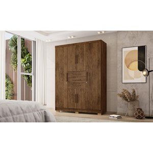 Roupeiro Taurus Imperial 6 Portas e 3 Gavetas - Cor Imbuia Rústico - Vila Rica