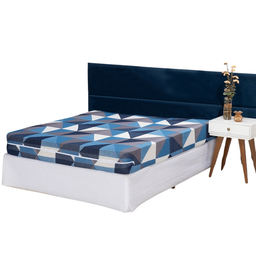 Capa de Colchão Queen 30cm com Zíper Protetor de Malha Estampada 1 Peça:26 Geométrico Azul - 3