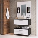 Ver imagem 2 de Conjunto Armario Gabinete Banheiro com Balcao 80cm Preto Class 900