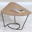 Ver imagem 2 de Mesa De Centro Gota Madeira Amendoa Base Metal Preto Nacc