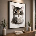 Ver imagem 1 de Quadro Canvas Gato Cinza Malhado 60X40cm Mold Branca
