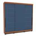 Ver imagem 2 de Roupeiro Lisboa 3 Portas de Correr 4 Gavetas 217x213cm Freijó/Azul 240846
