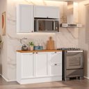 Ver imagem 1 de Cozinha Modulada Compacta Americana 3 Peças com Balcão 2 Portas 2 Gavetas com Tampo Unna Branco