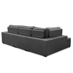 Sofá de Canto Retrátil e Reclinável com Molas 3,00x2,00 Esq Virginia Suede Cinza Adonai - 4
