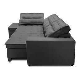Sofá de Canto Retrátil e Reclinável com Molas 3,00x2,00 Esq Virginia Suede Cinza Adonai - 3